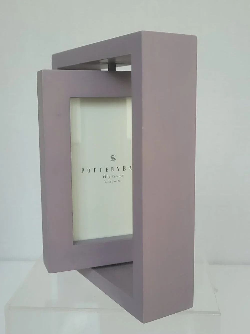 Pottery Barn Lavender Wood Flip Swivel Double Sided Picture Frame 3.5